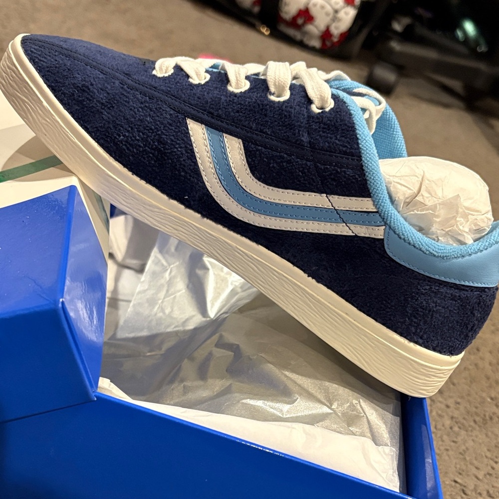 TORY BURCH Blue and White Suede Sneakers